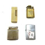 Selection 4 vintage lighters to include Zippo, Dunhill etc, all untested