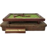 Rare antique miniature billiards table by Nuku, date circa 1900, Mahogany with slate bed in original