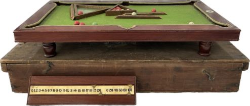 Rare antique miniature billiards table by Nuku, date circa 1900, Mahogany with slate bed in original