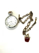 Antique watch chain and fob together with Silver Waltham pocket watch