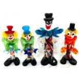 Selection of 4 vintage Murano glass Clowns, tallest measures 9 inches