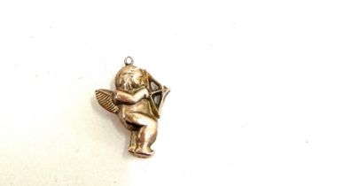 Art Nouveau 9ct gold Cupid / Cherub charm, hallmarked WT, approximate weight 2.4g