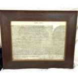 Circa early 1900's copy of the magna carta in an oak frame, Height 22 inches, Width 27 inches