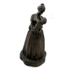 Vintage heredities cast bronze lady and child figure height 10 inches