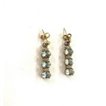 Pair of ladies 9ct gold diamond and aquamarine drop earrings 3.4grams