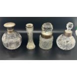 5 Vintage silver topped scent bottles, 2 missing stoppers