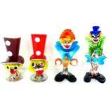 Selection of 4 vintage Murano glass Clowns, tallest measures