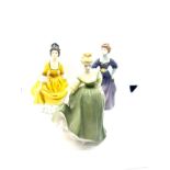 Three Royal Doulton lady figures includes coralie hn2307, Fair Lady hn2193 and Jaqueline hn2333
