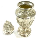 Large hallmarked silver sugar shaker, approximate weight 260g, overall height 9 inches