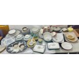 Selection of collectables to include Burleigh ware lidded tureens, Denby, Blue and White meat plates