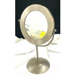 Retro silver plated swivel mirror measures approximately 16 inches tall