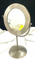 Retro silver plated swivel mirror measures approximately 16 inches tall