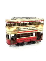 Tin plate tram, Manchester line, approximate measurements: Height 13 x 8 inches