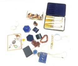 Selection of silver and costume jewellery includes earrings beads etc
