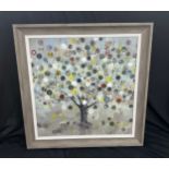 Framed Watch tree by Ulyana Hammond measures approximately 24 inches square