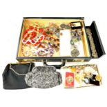 Briefcase containing a selection of costume jewellery