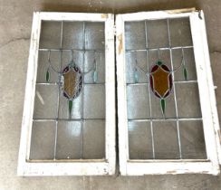 2 1930's stain glass leaded windows, approximate measurements Height 39 inches, Width 20 inches