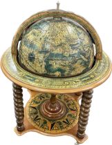 Large globe drinks cabinet, measures approximately 41 inches tall 26 inches diameter