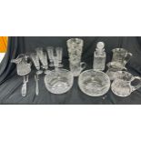 Large selection of assorted vintage glassware includes bowls, salad set etc