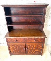 Miniature oak 2 door, 2 drawer Welsh dresser, Height 18 inches, Width 13 inches, Depth 5.5 inches