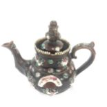 Large bargeware teapot, approximate overall height 11 inches