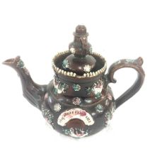 Large bargeware teapot, approximate overall height 11 inches