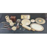 Selection of collectable items includes barometer, rolling pin, Denby trays etc