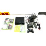 Xbox 360 with leads, controller, games, untested