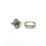Two antique 9ct gold and silver rings
