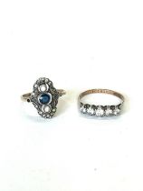 Two antique 9ct gold and silver rings