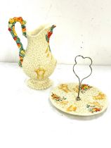 2 Clarice Cliff Harvest pattern jug and cake plate