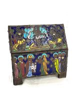 Antique enamelled Limoges reliquary casket, 19th century but in medieval style, approximate