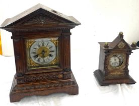 2 Vintage 2 key hole mantle clocks, untested largets measures 15 inches by 12 inches