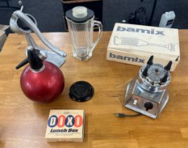 Selection vintage kitchenalia to include blender, bamix, juice squeezer etc