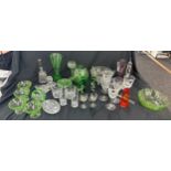 Selection of vintage and later glassware to include some crystal pieces, coloured glass etc