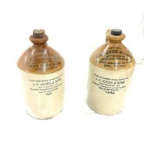 J H Jones & Sons stoneware Beverage bottles with stopppers, Pearsons & Co, approximate height 11.5