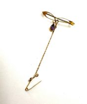 9ct gold Amethyst brooch, approximate total weight 2.3g