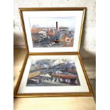 Pair framed Leicester prints, signed by MJ Clarke, approximate measurements: 22 x 17 inches