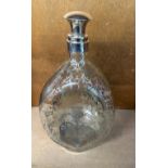 Antique haig whiskey dimple glass silver overlay decanter