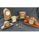 Selection of vintage mantel clocks with keys, all untested