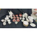 Selection of vintage part tea sets includes oriental, dorchester etc,