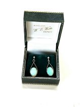 Vintage unmarked silver and opal earrings, drop approximate 2.5cm