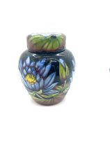 Moorcroft pottery blue lotus ginger jar designed by Rachel Bishop 2009 height 6.5 inches