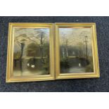 Pair of vintage oil on canvas in a gilt frame largest measures approx 23 inches high by 18 inches