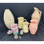 Selection of assorted jugs, vases, scent bottles etc