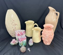 Selection of assorted jugs, vases, scent bottles etc