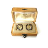 Vintage Russian silver gilt Faberge cufflinks in fitted box set with paste stones (one missing)