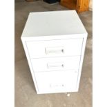 3 drawer metal filing cabinet, measures approximately 16 inches square, Height 26 inches