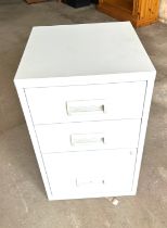 3 drawer metal filing cabinet, measures approximately 16 inches square, Height 26 inches