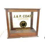Advertising J.P & Coates cottons case, measures approximately 16.5 inches tall 19 inches wide 11